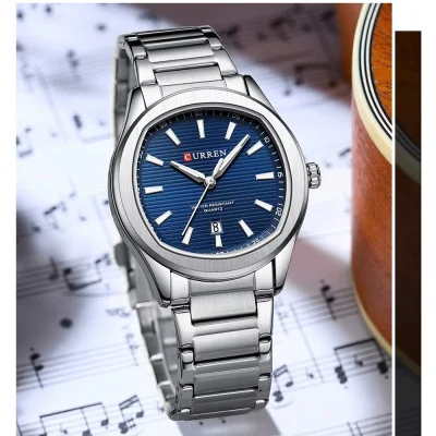 Мужские часы Curren 8474 Silver-Blue