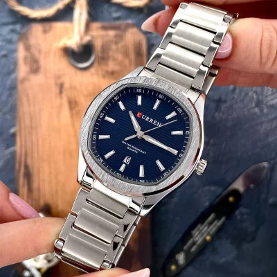 Мужские часы Curren 8474 Silver-Blue