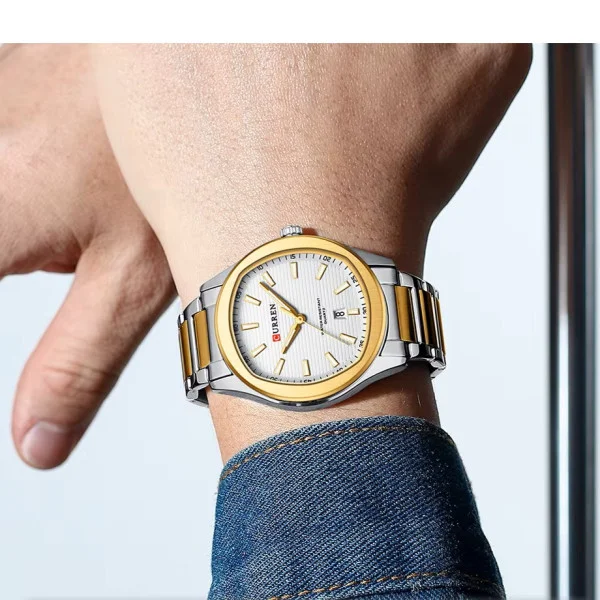 Чоловічий годинник Curren 8474 Silver-Gold-White фото 3