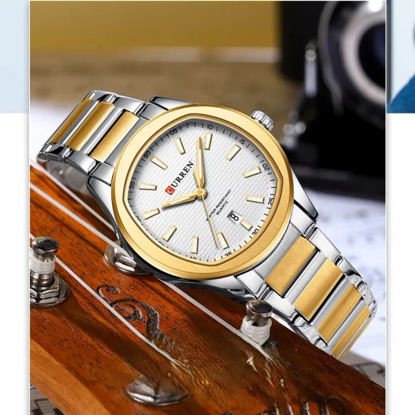 Чоловічий годинник Curren 8474 Silver-Gold-White фото 4