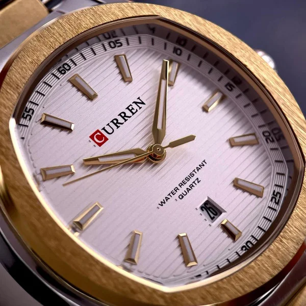 Чоловічий годинник Curren 8474 Silver-Gold-White фото 5