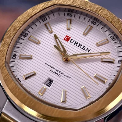 Мужские часы Curren 8474 Silver-Gold-White