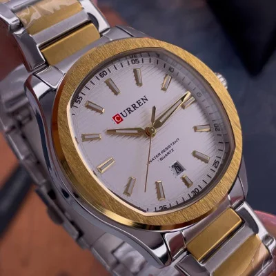Мужские часы Curren 8474 Silver-Gold-White