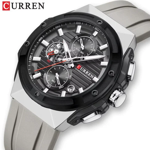 Чоловічий годинник Curren 8462 Silver-Black фото 3