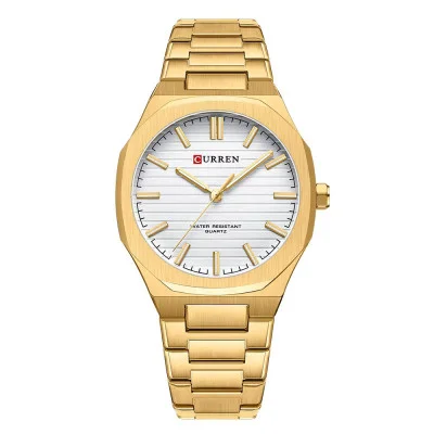 Мужские часы Сurren 8456 Gold-White
