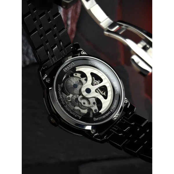 Чоловічий годинник Awarder 043 Де би не був All Black Steel Automatic фото 13