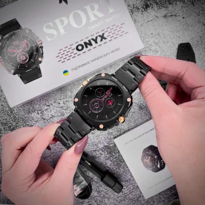 Умные смарт часы Modfit Onyx Black-Gold Steel + Ремешок в подарок