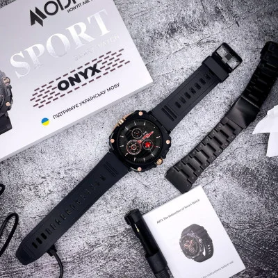 Умные смарт часы Modfit Onyx Black-Gold Steel + Ремешок в подарок