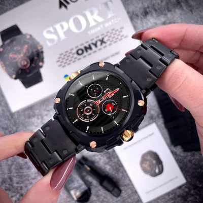 Умные смарт часы Modfit Onyx Black-Gold Steel + Ремешок в подарок