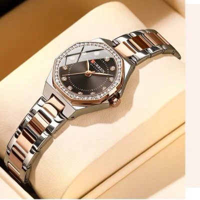 Женские часы Curren 9100 Silver-Rose Gold-Brown