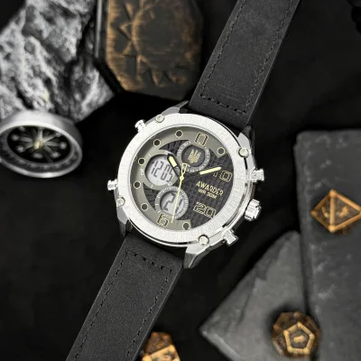 Мужские часы Awarder 017BKWT Тризуб золото Silver-White