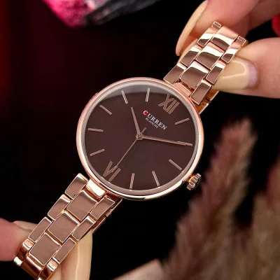 Женские часы Curren 9017 Rose Gold-Red