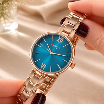 Женские часы Curren 9017 Rose Gold-Blue