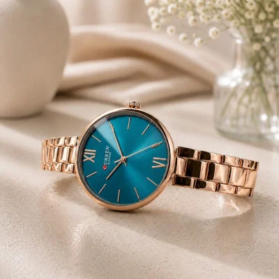 Женские часы Curren 9017 Rose Gold-Blue