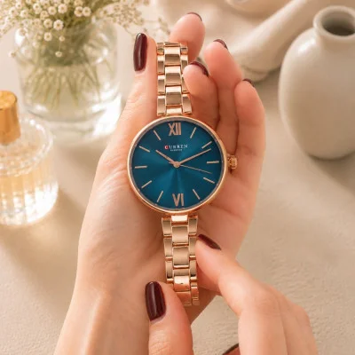 Женские часы Curren 9017 Rose Gold-Blue