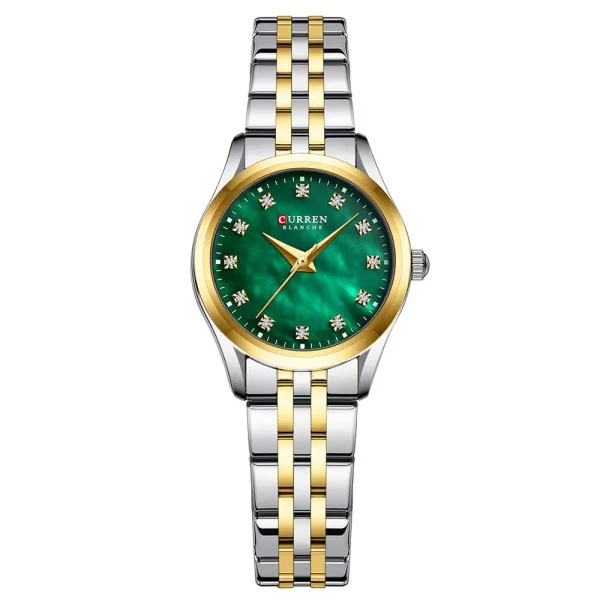 Женские часы Сurren 9111 Gold-Silver-Green фото 1