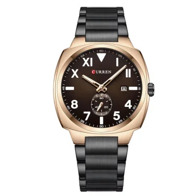 Чоловічий годинник Сurren 8472 Black-Rose Gold-Brown