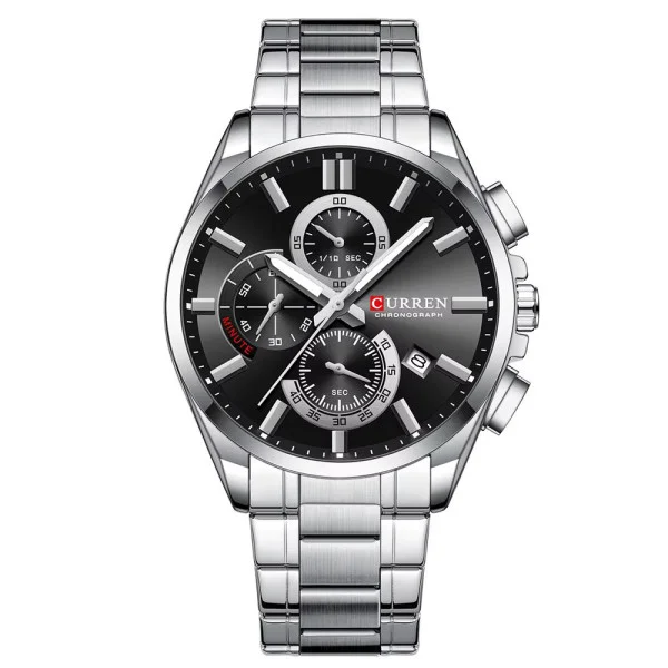 Чоловічий годинник Сurren 8475 Silver-Black фото 1