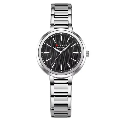Женские часы Сurren 9109 Silver-Black