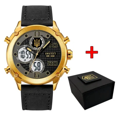 Мужские часы Awarder 017 Тризуб золото Gold-Black.