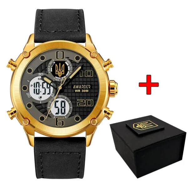 Чоловічий годинник Awarder 017 Тризуб золото Gold-Black. фото 1