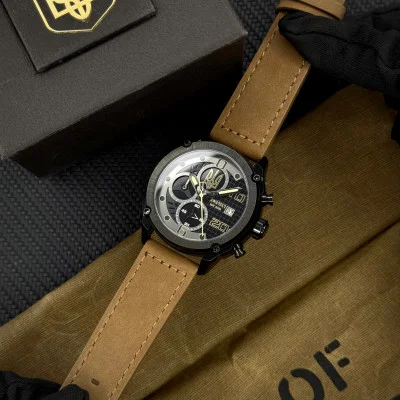 Мужские часы Awarder 016 Тризуб золото  Black-Brown