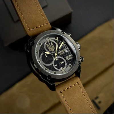 Мужские часы Awarder 016 Тризуб золото  Black-Brown