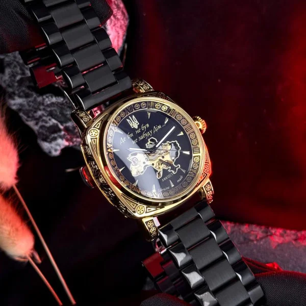 Чоловічий годинник Awarder 021-3D Де би не був Gold-Black Steel фото 3