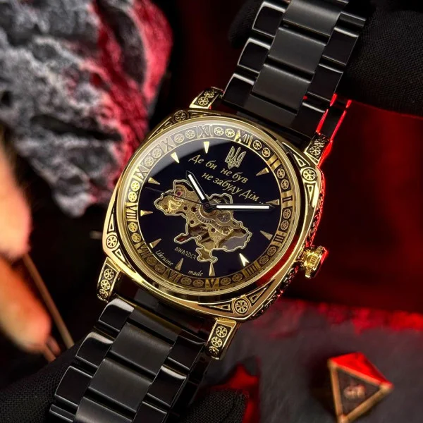 Чоловічий годинник Awarder 021-3D Де би не був Gold-Black Steel фото 4