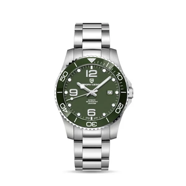 Мужские часы Pagani Design PD-1702 Silver-Green STOPPED фото 1