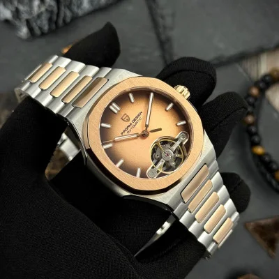 Чоловічий годинник Pagani Design PD-YS025 Silver-Gold-Light Brown