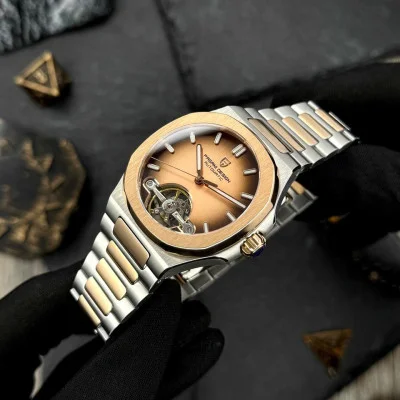 Чоловічий годинник Pagani Design PD-YS025 Silver-Gold-Light Brown