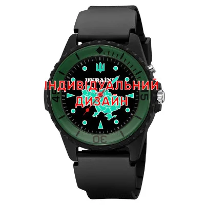 Наручний годинник Awarder 031 Black-Green Індивідуальний дизайн