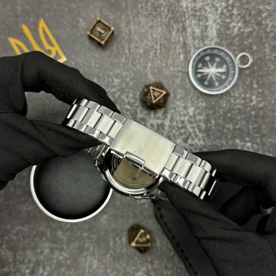 Мужские часы Awarder 016 Тризуб золото Silver-Black Steel