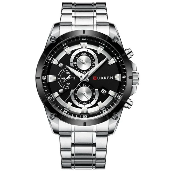 Чоловічий годинник Curren 8360 Silver-Black фото 3