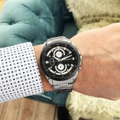 Мужские часы Curren 8360 Silver-Black