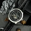 Мужские часы Awarder 043-1 Де би не був Silver-Black Leather Miyota фото 4