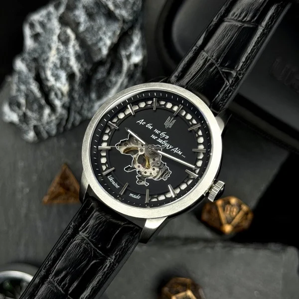 Мужские часы Awarder 043-1 Де би не був Silver-Black Leather Miyota фото 4