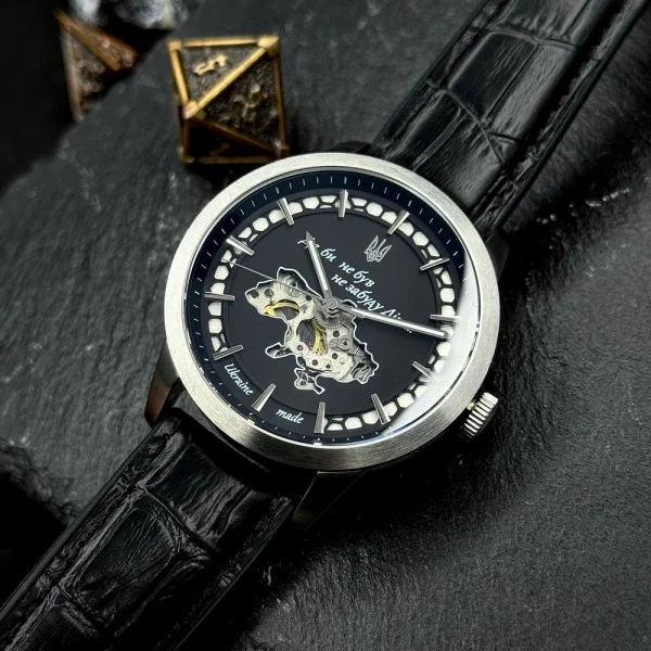 Мужские часы Awarder 043-1 Де би не був Silver-Black Leather Miyota фото 8