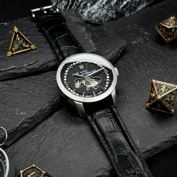 Мужские часы Awarder 043-1 Де би не був Silver-Black Leather Miyota фото 5
