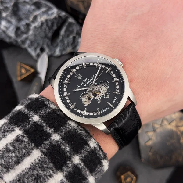 Мужские часы Awarder 043-1 Де би не був Silver-Black Leather Miyota фото 3