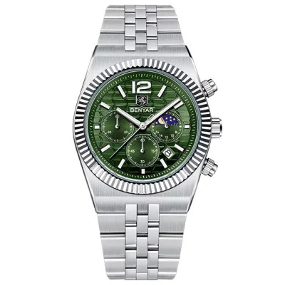 Чоловічий годинник Benyar BY-5225 Silver-Green