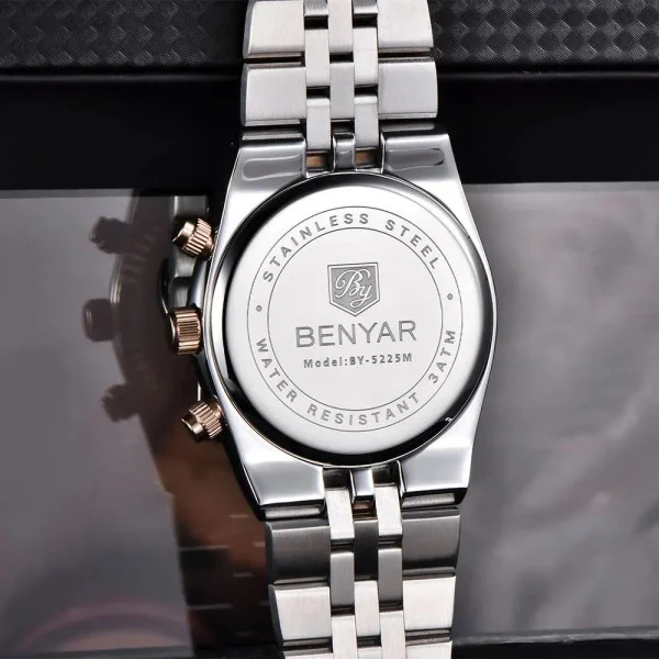 Мужские часы Benyar BY-5225 Silver-Rose Gold-Black фото 4