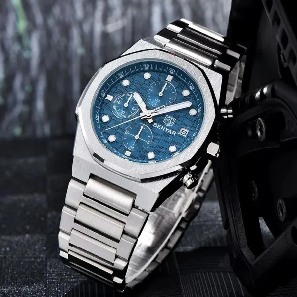 Мужские часы Benyar BY-5216 Silver-Blue фото 6