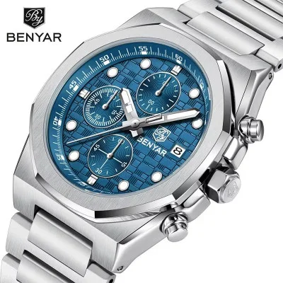 Мужские часы Benyar BY-5216 Silver-Blue
