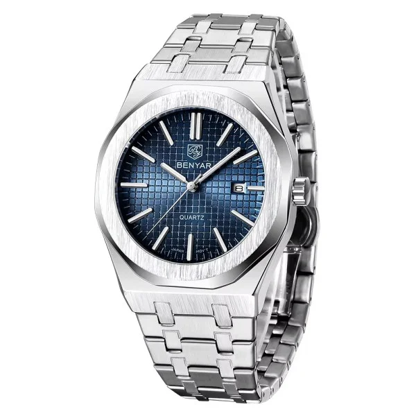 Чоловічий годинник Benyar BY-5156 Silver-Blue фото 1