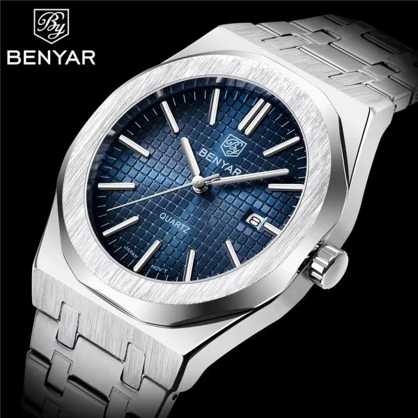 Чоловічий годинник Benyar BY-5156 Silver-Blue фото 5