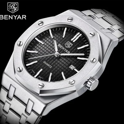 Чоловічий годинник Benyar BY-5156 Silver-Black