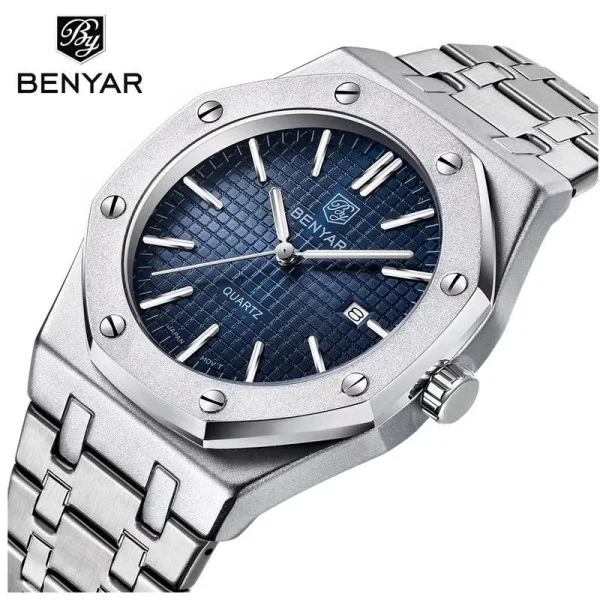 Чоловічий годинник Benyar BY-5156 Silver-Blue фото 3