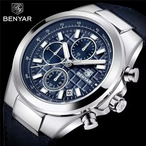 Чоловічий годинник Benyar BY-5206 Silver-Blue фото 4